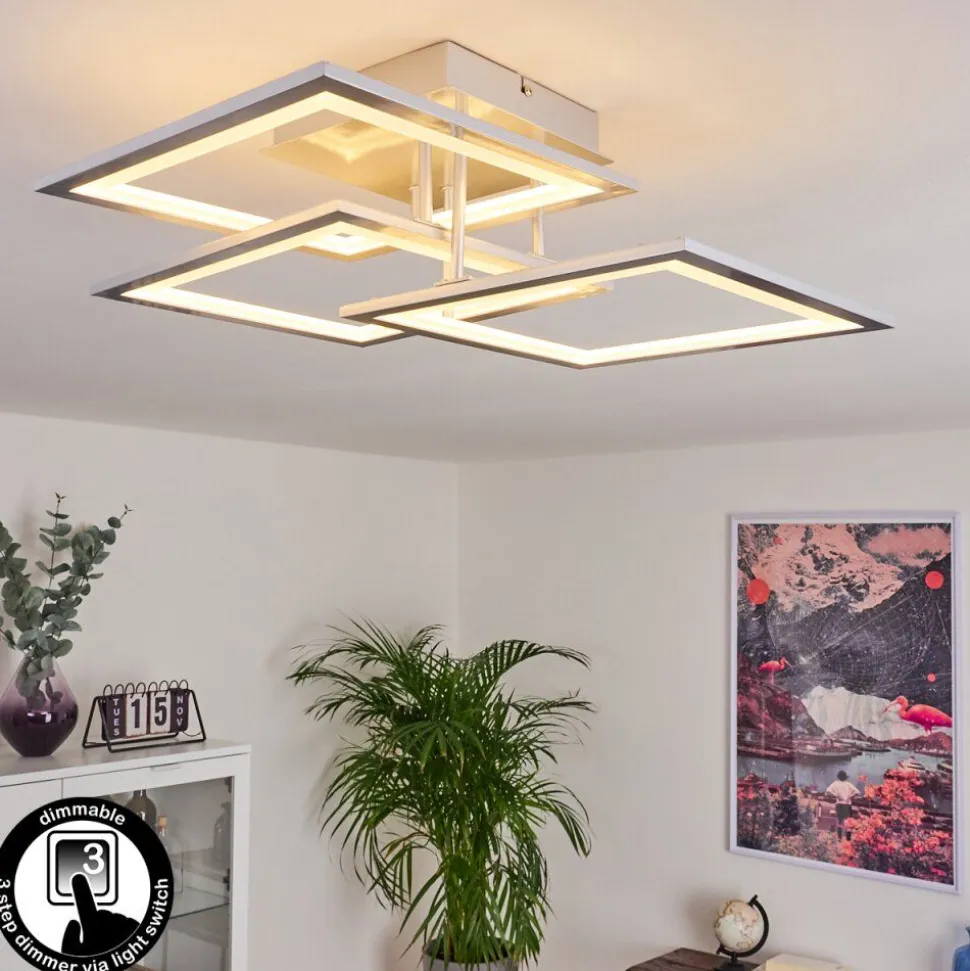 Plafonnier Marcus Led Argente, 1 Lumiere