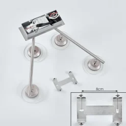 Plafonnier Marsen Led Chrome, Nickel Mat, 4 Lumieres, Telecommandes, Changeur De Couleurs