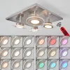 Plafonnier Marsen Led Nickel Mat, 4 Lumieres, Telecommandes, Changeur De Couleurs
