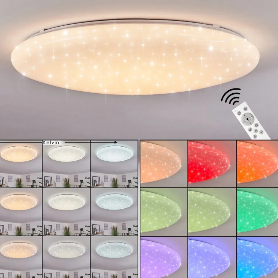 Plafonnier Mixta Led Blanc, 1 Lumiere, Telecommandes, Changeur De Couleurs