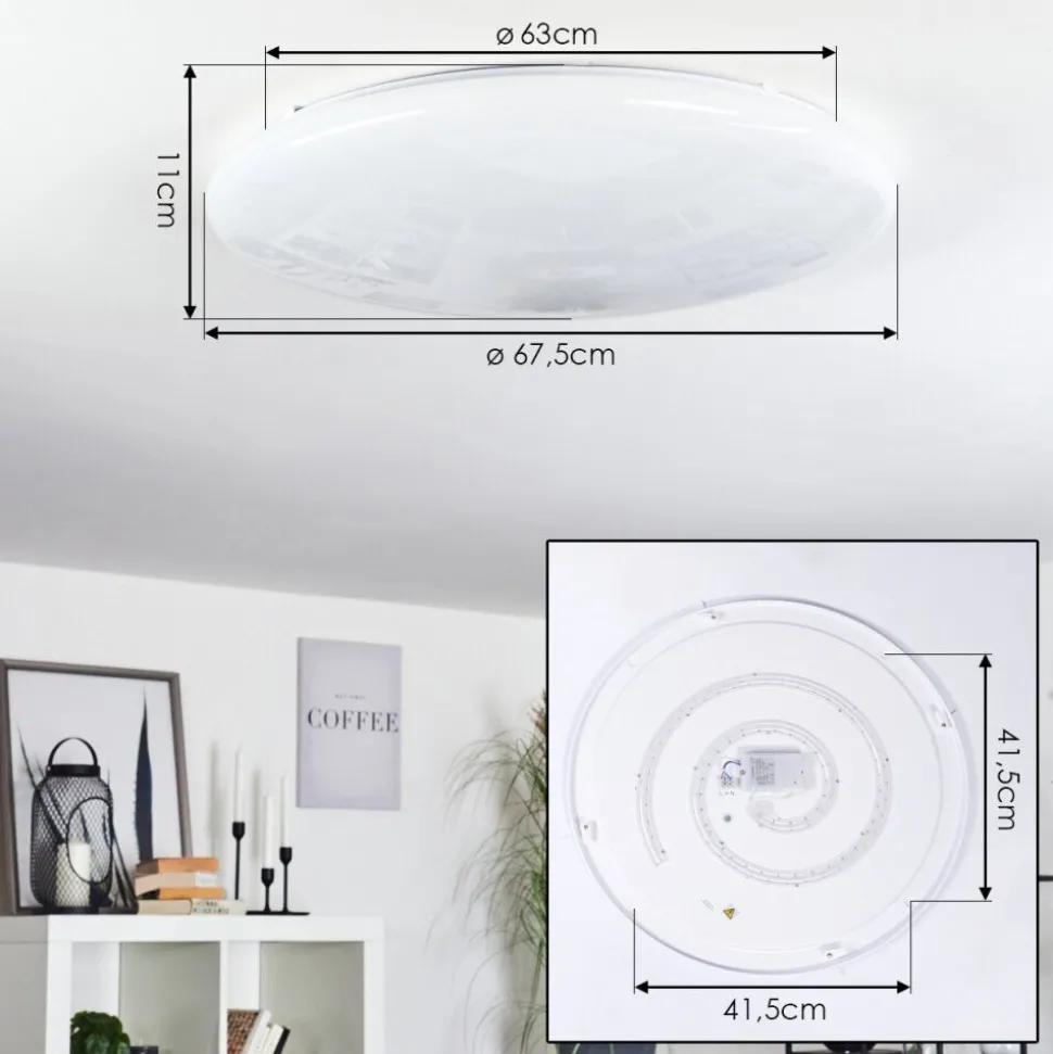 Plafonnier Mixta Led Blanc, 1 Lumiere, Telecommandes, Changeur De Couleurs