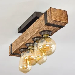 Plafonnier Montgomery Bois Fonce, Noir, 4 Lumieres