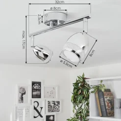 Plafonnier Morges Led Chrome, 2 Lumieres