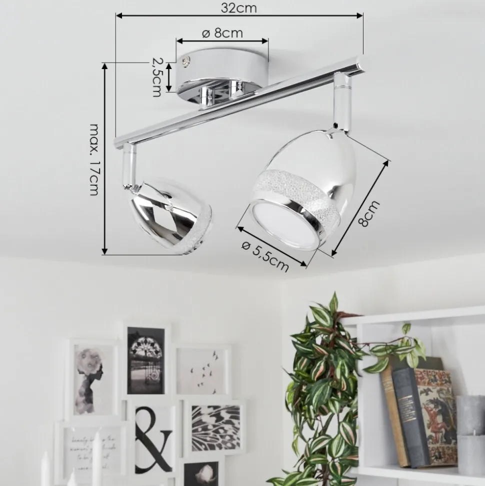 Plafonnier Morges Led Chrome, 2 Lumieres