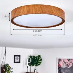 Plafonnier Nexo Led Bois Fonce, 1 Lumiere