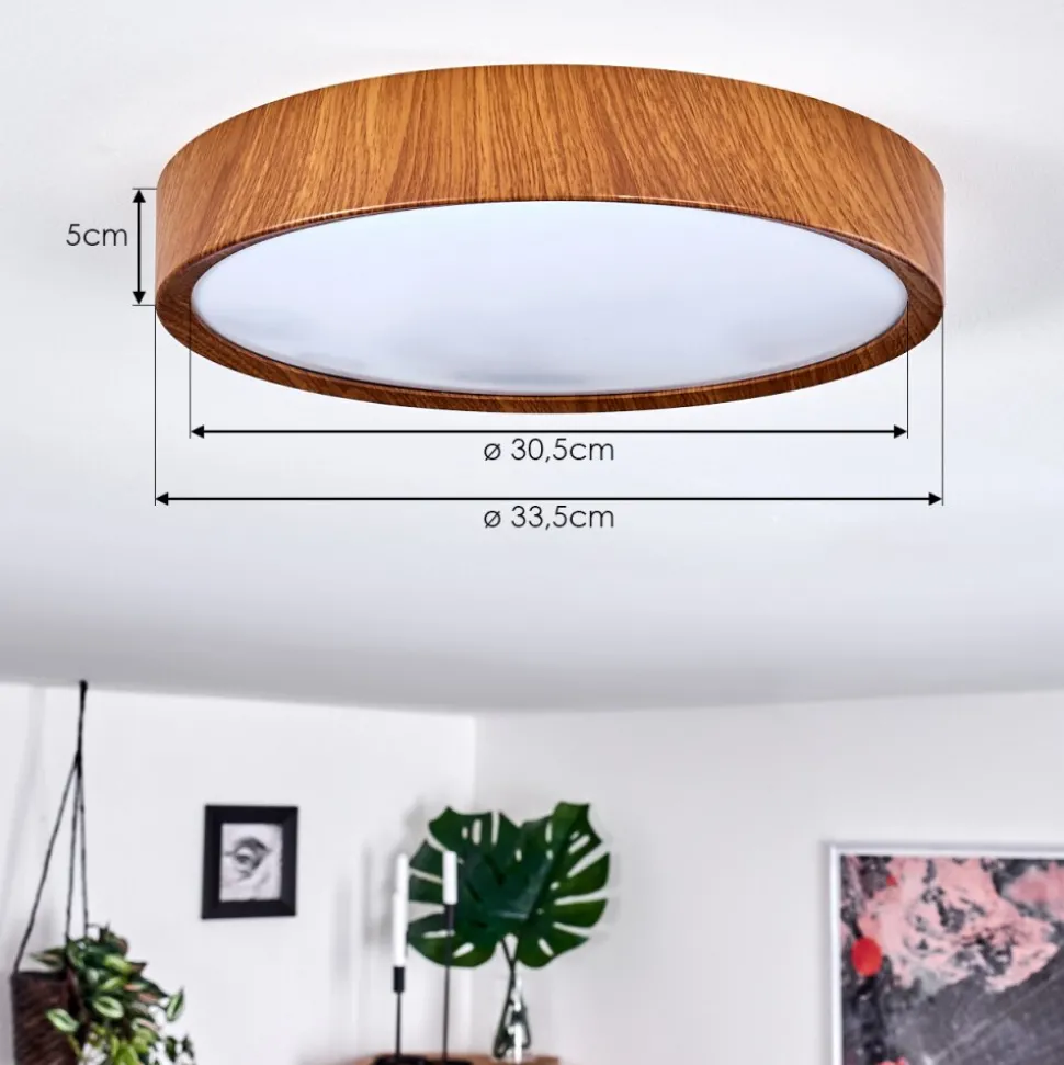 Plafonnier Nexo Led Bois Fonce, 1 Lumiere