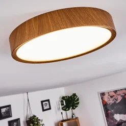 Plafonnier Nexo Led Bois Fonce, 1 Lumiere
