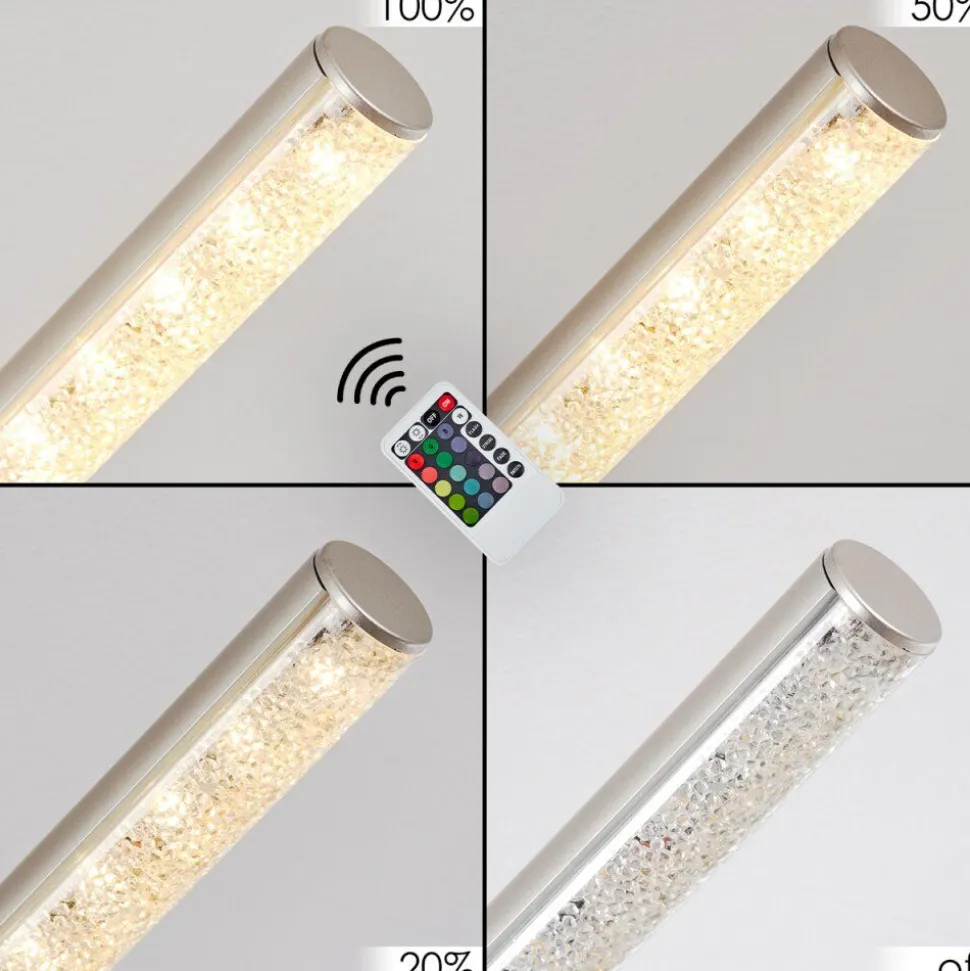 Plafonnier Noppa Led Chrome, Nickel Mat, 2 Lumieres, Telecommandes, Changeur De Couleurs