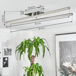 Plafonnier Noppa Led Chrome, Nickel Mat, 2 Lumieres, Telecommandes, Changeur De Couleurs