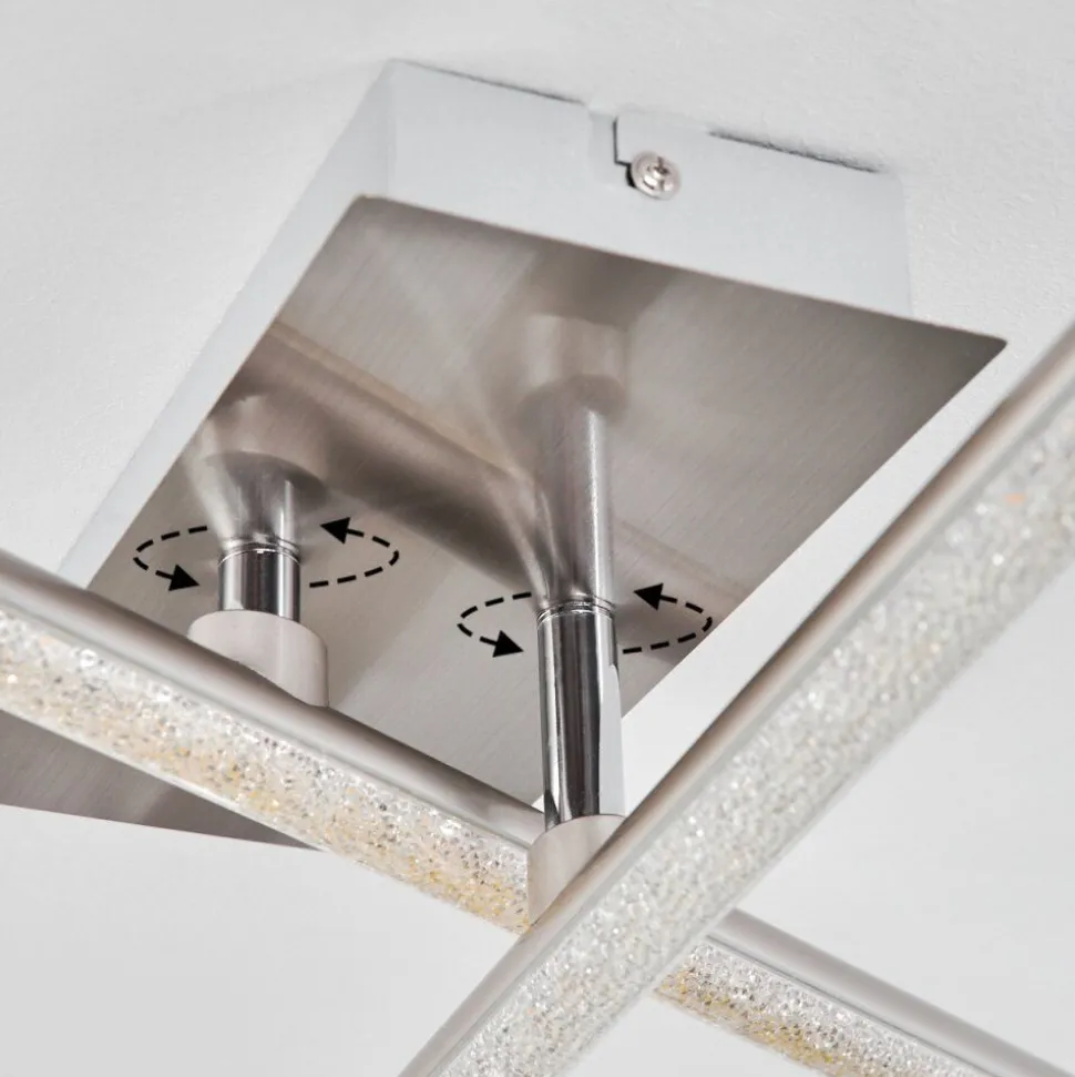 Plafonnier Noppa Led Chrome, Nickel Mat, 2 Lumieres, Telecommandes, Changeur De Couleurs