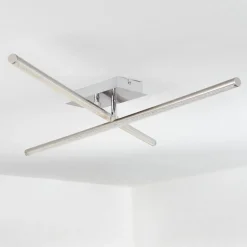 Plafonnier Noppa Led Chrome, Nickel Mat, 2 Lumieres, Telecommandes, Changeur De Couleurs