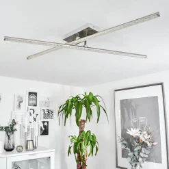 Plafonnier Noppa Led Chrome, Nickel Mat, 2 Lumieres, Telecommandes, Changeur De Couleurs