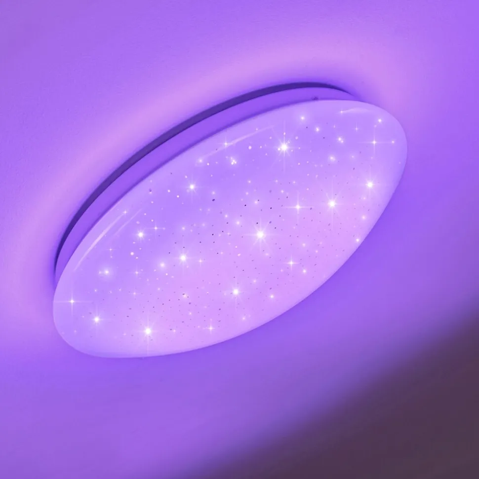 Plafonnier Norton Star Led Blanc, 1 Lumiere, Telecommandes, Changeur De Couleurs