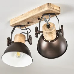 Plafonnier Orny Anthracite, Bois Clair, 2 Lumieres