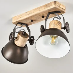 Plafonnier Orny Anthracite, Bois Clair, 2 Lumieres