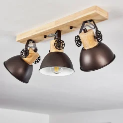 Plafonnier Orny Anthracite, Bois Clair, 3 Lumieres