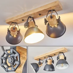 Plafonnier Orny Bois Clair, 3 Lumieres
