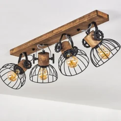 Plafonnier Orny Bois Fonce, Noir, 4 Lumieres