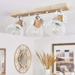 Plafonnier Orny Ecru, Blanc, 3 Lumieres
