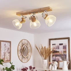 Plafonnier Orny Ecru, Blanc, 3 Lumieres