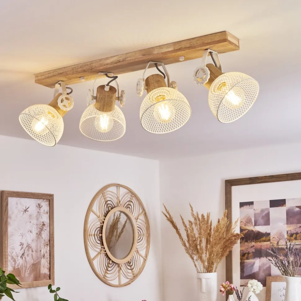 Plafonnier Orny Ecru, Blanc, 4 Lumieres