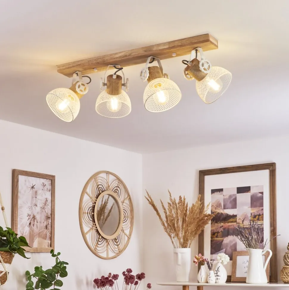 Plafonnier Orny Ecru, Blanc, 4 Lumieres