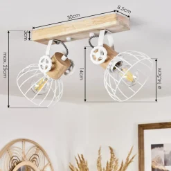 Plafonnier Orny Ecru, Blanc, 2 Lumieres