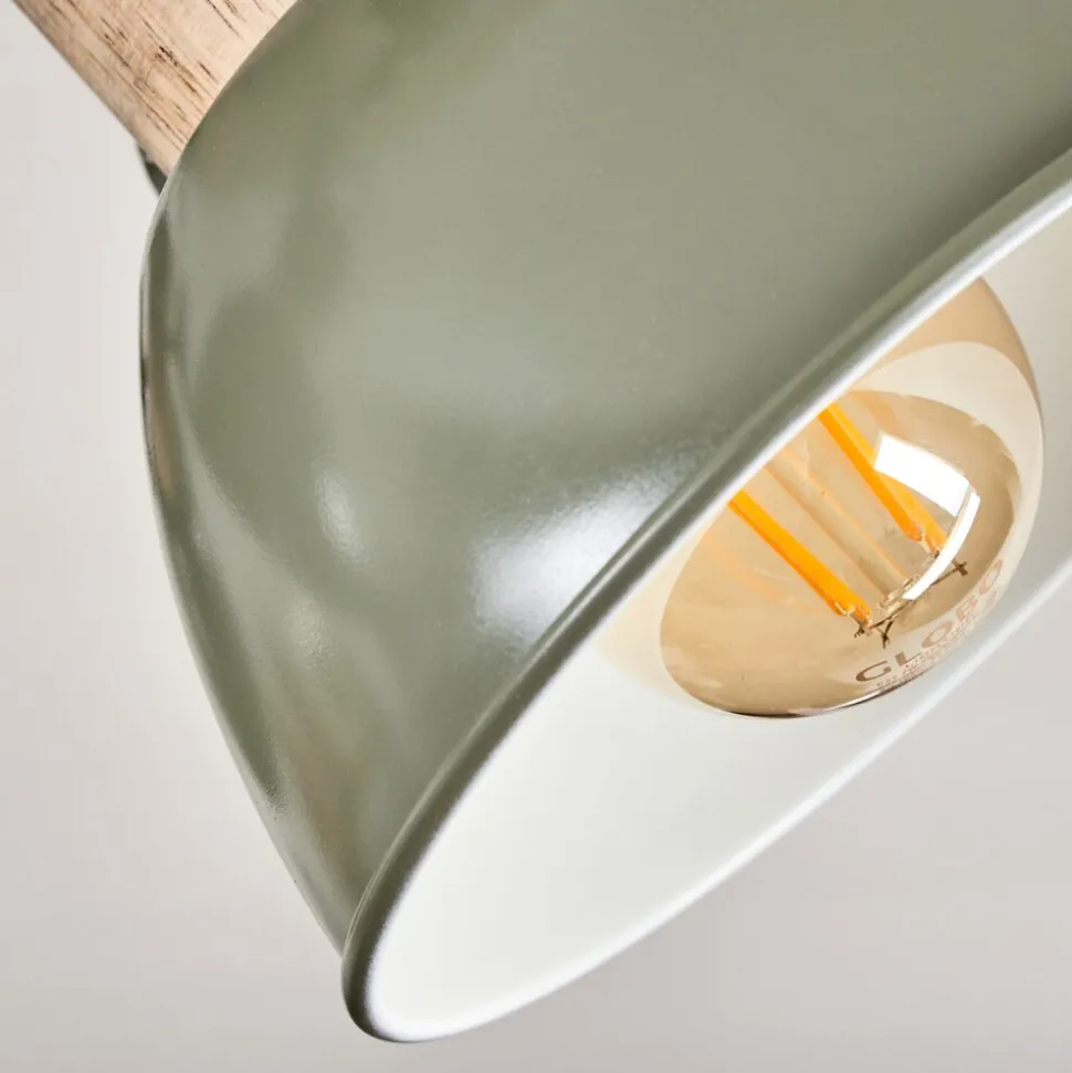 Plafonnier Orny Vert, Bois Clair, 4 Lumieres