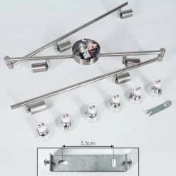 Plafonnier Oula Led Nickel Mat, 6 Lumieres