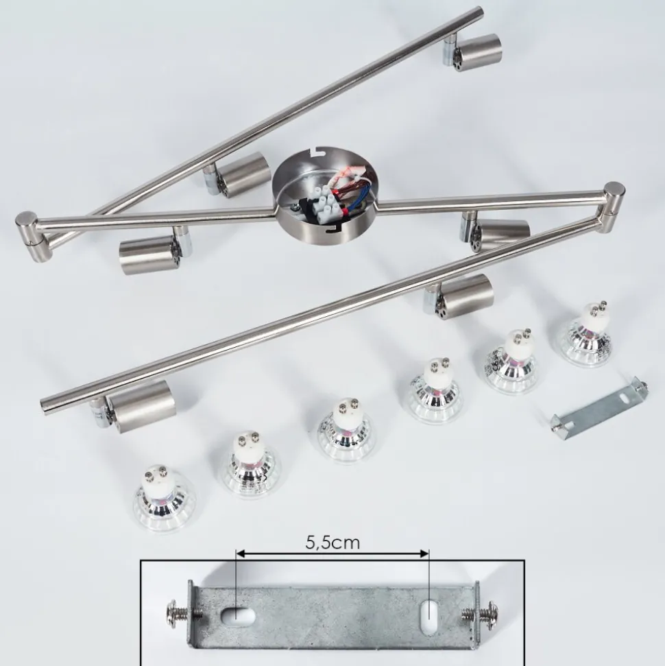 Plafonnier Oula Led Nickel Mat, 6 Lumieres