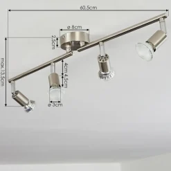 Plafonnier Oula Led Nickel Mat, 4 Lumieres