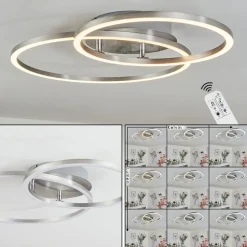 Plafonnier Ovasta Led Nickel Mat, 1 Lumiere, Telecommandes