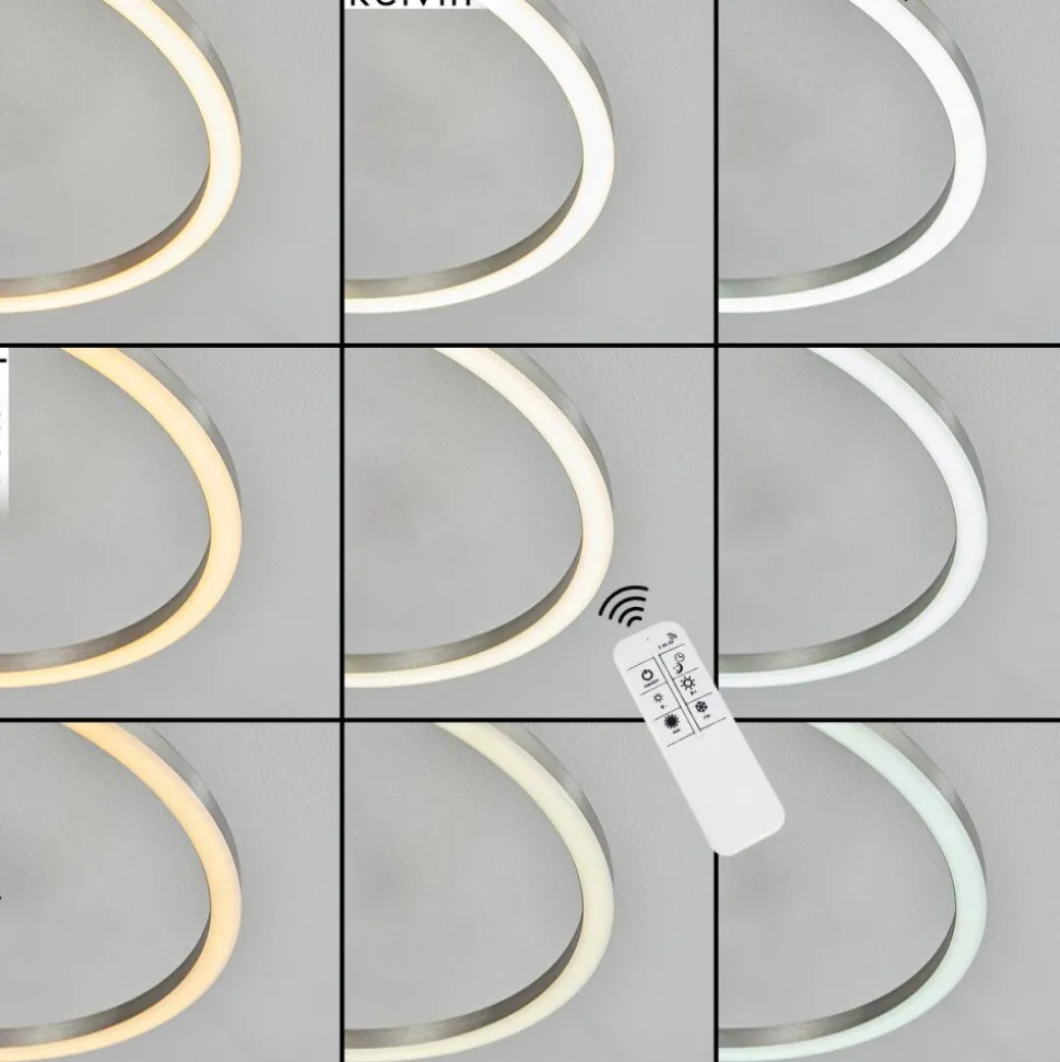 Plafonnier Ovasta Led Nickel Mat, 1 Lumiere, Telecommandes