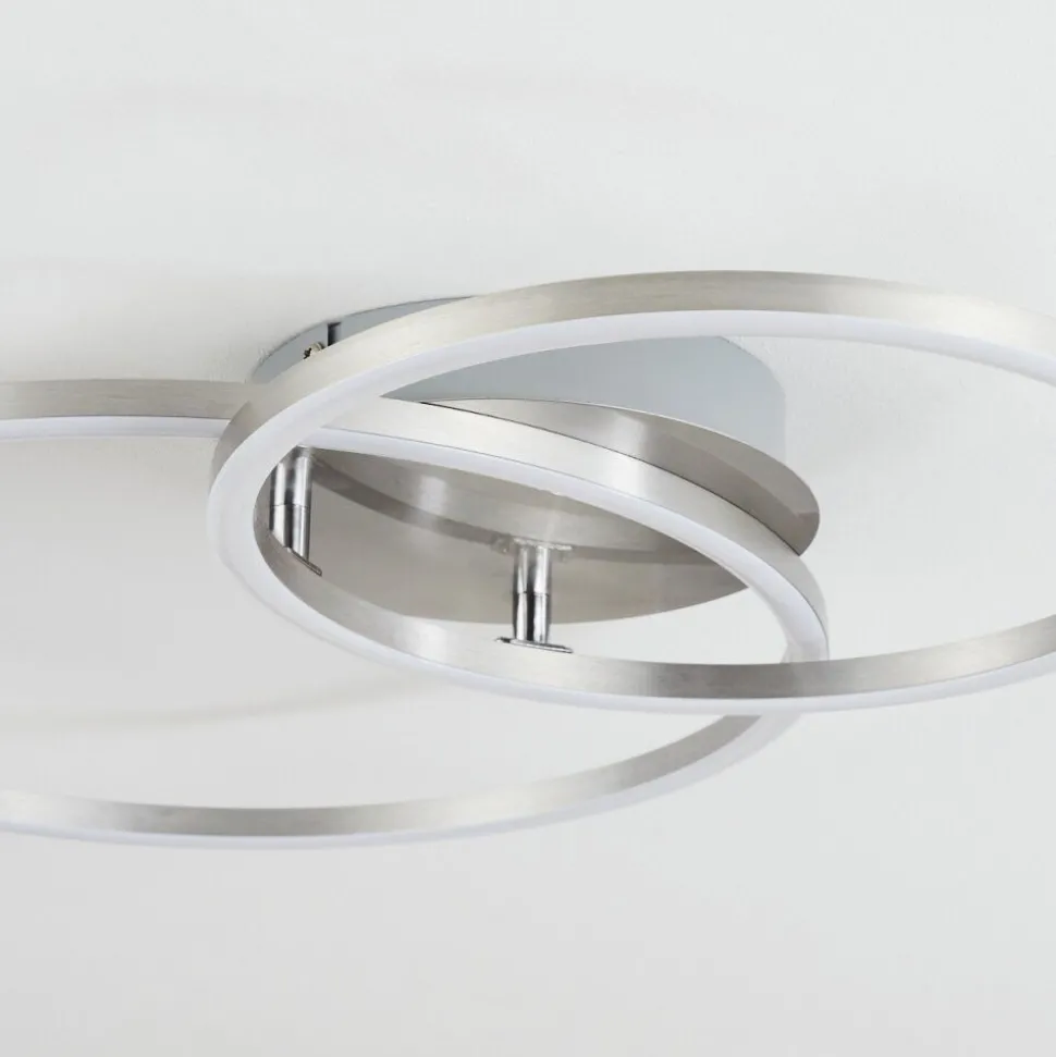 Plafonnier Ovasta Led Nickel Mat, 1 Lumiere, Telecommandes