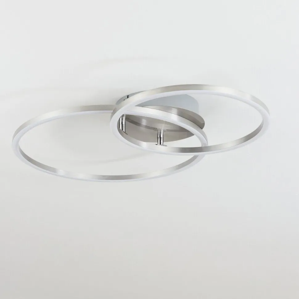Plafonnier Ovasta Led Nickel Mat, 1 Lumiere, Telecommandes
