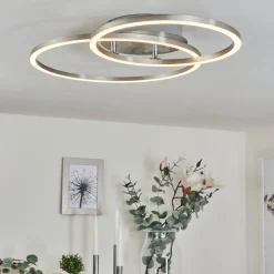 Plafonnier Ovasta Led Nickel Mat, 1 Lumiere, Telecommandes