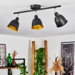 Plafonnier Pistrino Chrome, Noir, 3 Lumieres