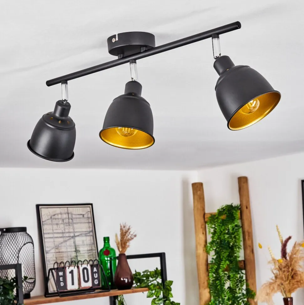 Plafonnier Pistrino Chrome, Noir, 3 Lumieres