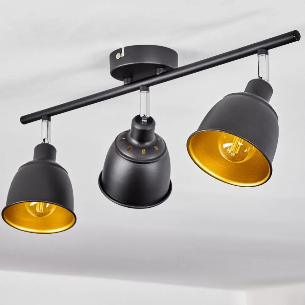 Plafonnier Pistrino Chrome, Noir, 3 Lumieres