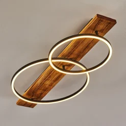 Plafonnier Pompu Led Bois Fonce, Noir, 2 Lumieres