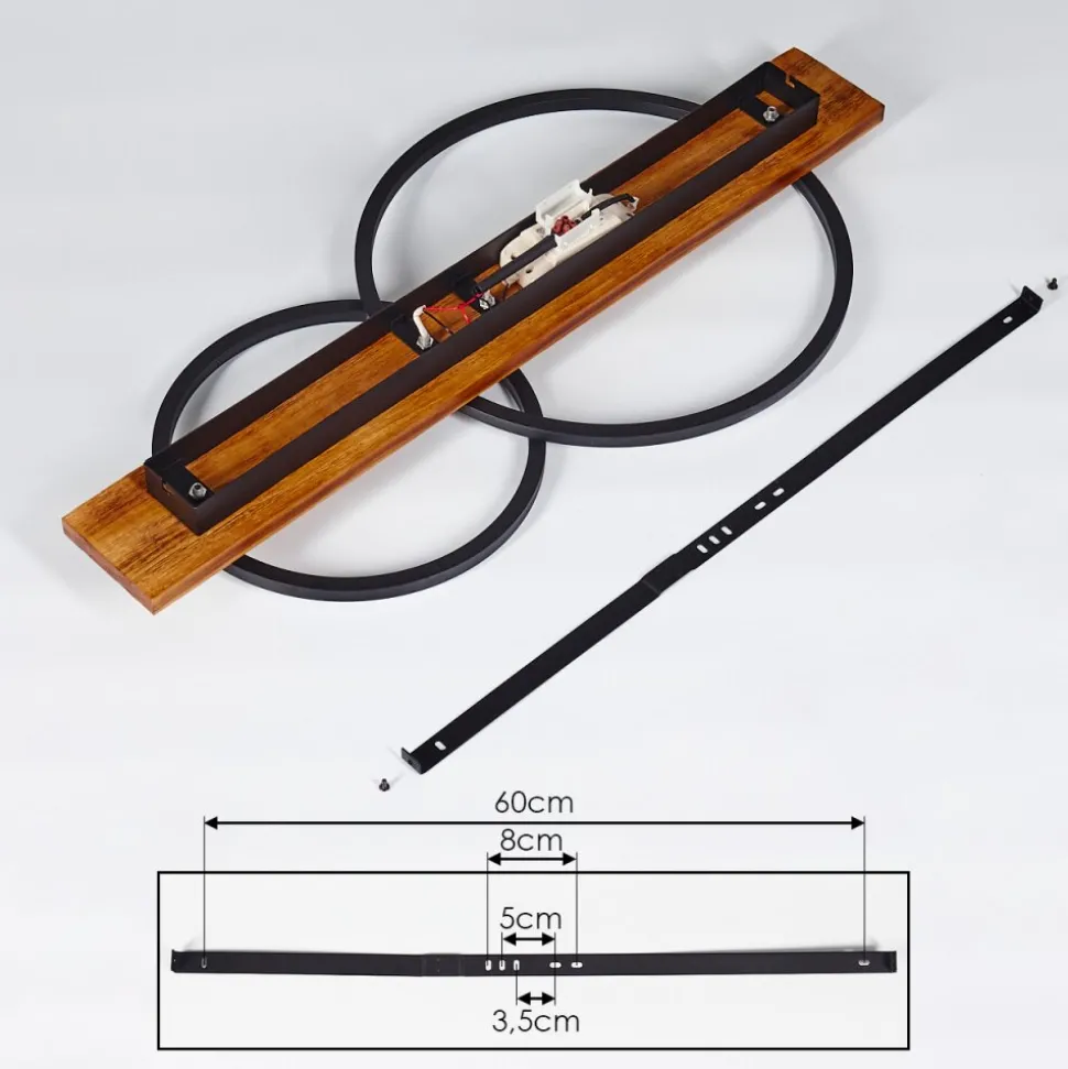 Plafonnier Pompu Led Bois Fonce, Noir, 2 Lumieres
