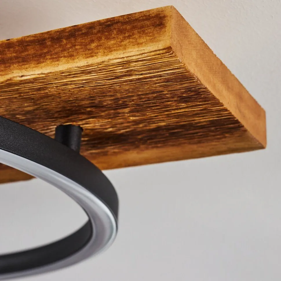 Plafonnier Pompu Led Bois Fonce, Noir, 1 Lumiere