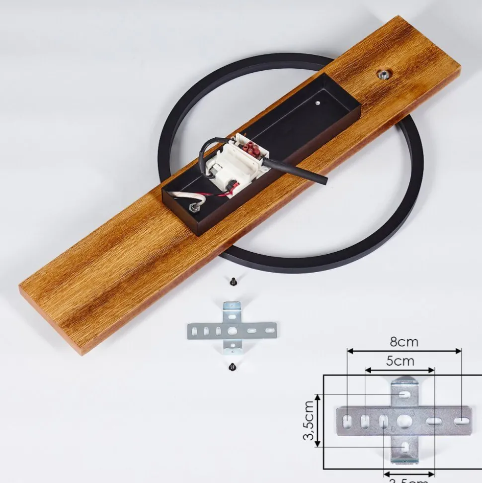 Plafonnier Pompu Led Bois Fonce, Noir, 1 Lumiere