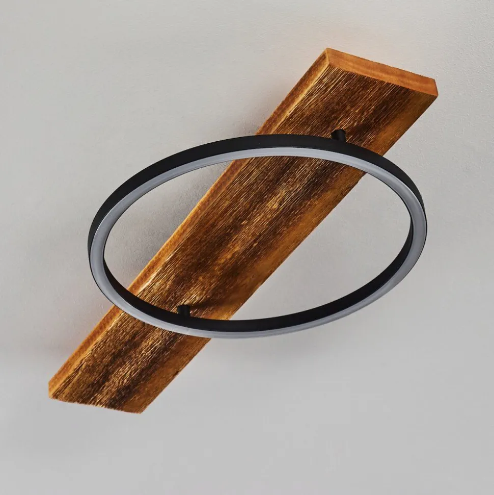 Plafonnier Pompu Led Bois Fonce, Noir, 1 Lumiere