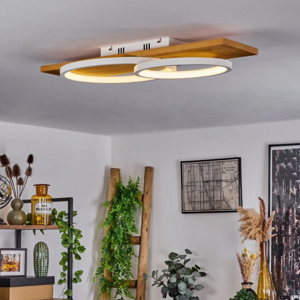 Plafonnier Pompu Led Ecru, Blanc, 1 Lumiere
