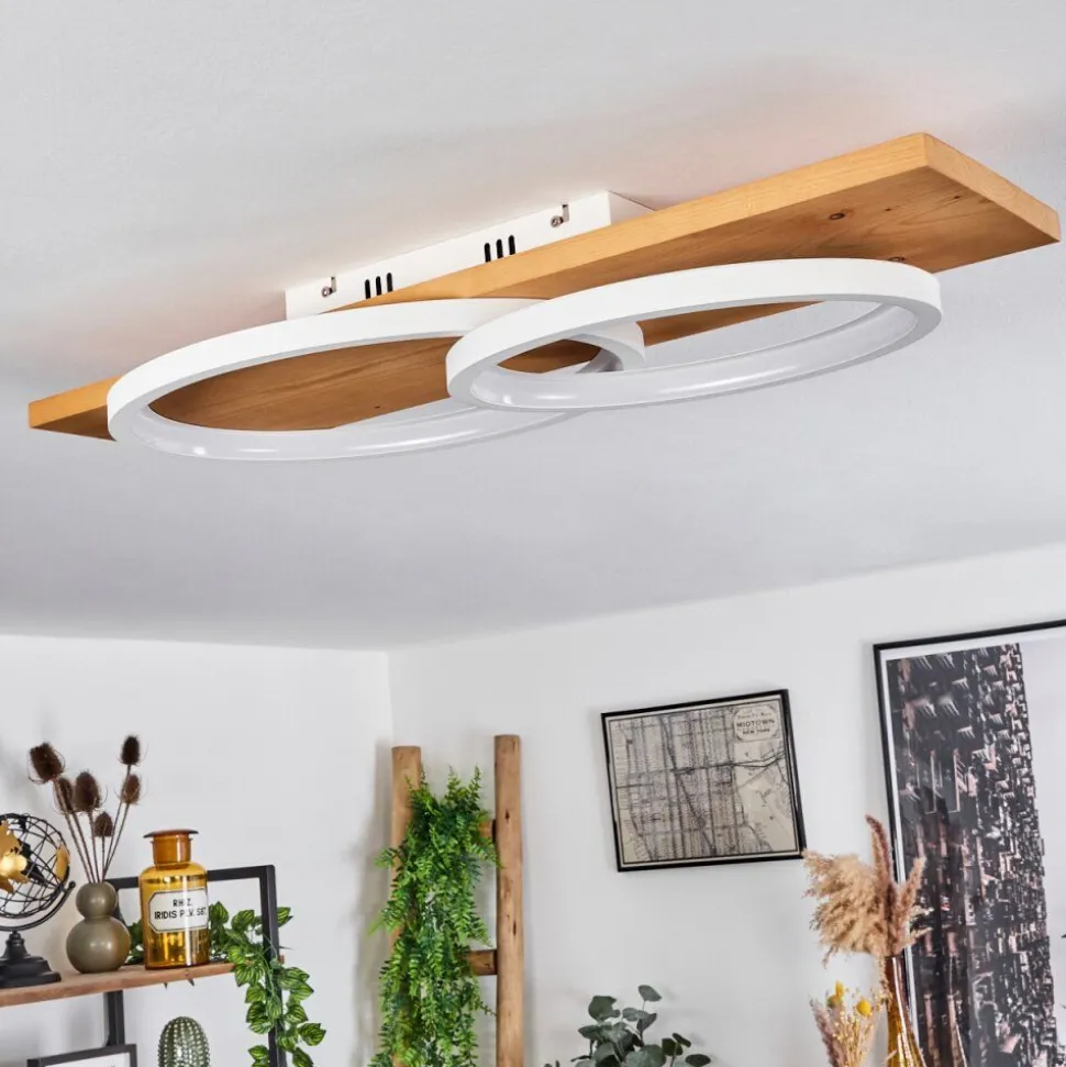 Plafonnier Pompu Led Ecru, Blanc, 1 Lumiere