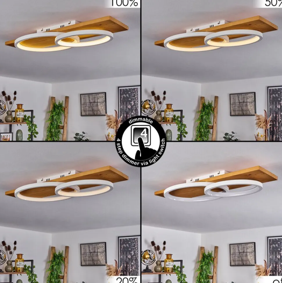 Plafonnier Pompu Led Ecru, Blanc, 1 Lumiere