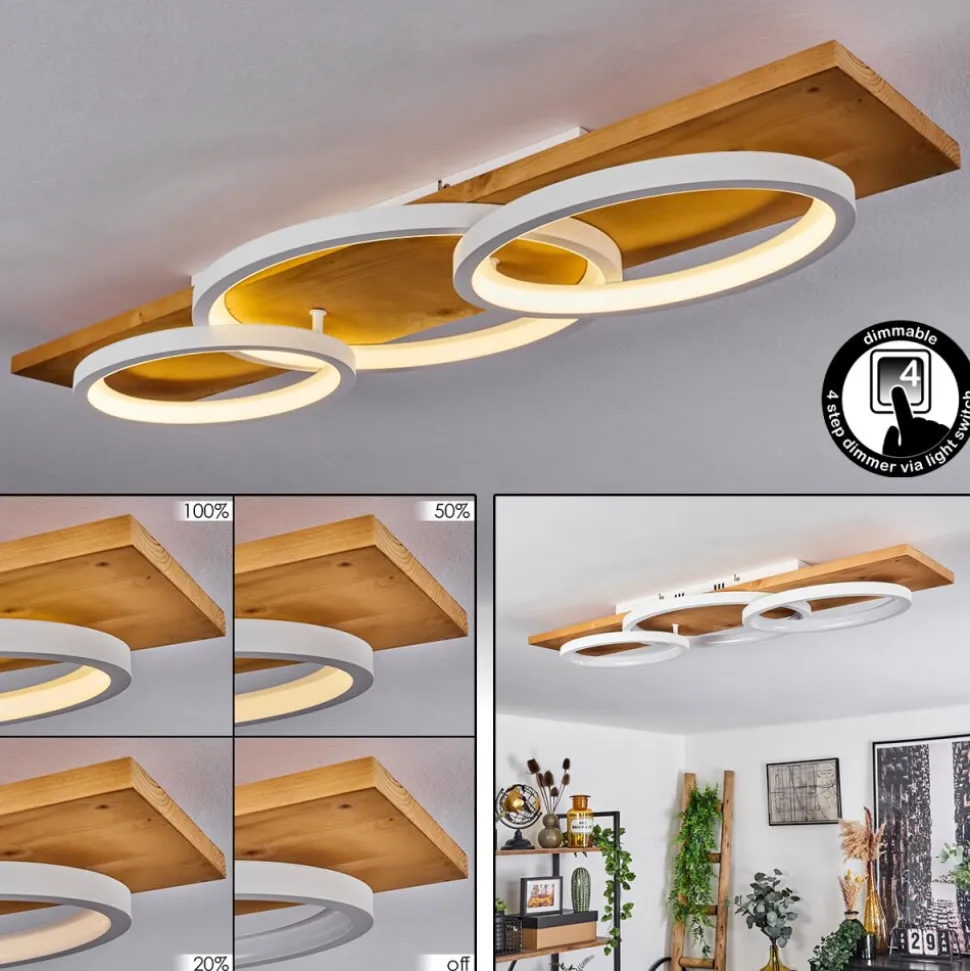 Plafonnier Pompu Led Ecru, Blanc, 1 Lumiere