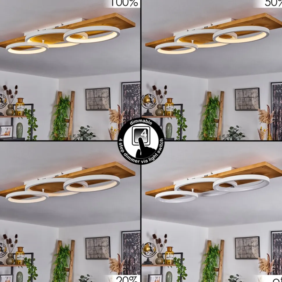 Plafonnier Pompu Led Ecru, Blanc, 1 Lumiere
