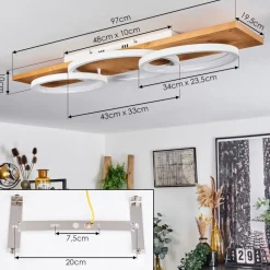 Plafonnier Pompu Led Ecru, Blanc, 1 Lumiere
